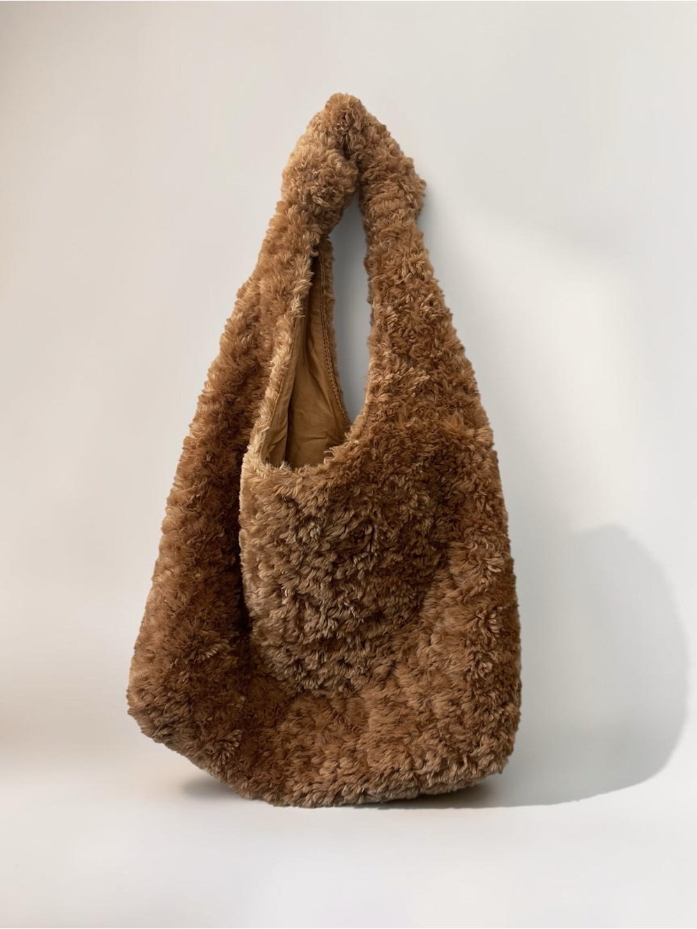 Anthropologie Love Knot slouchy teddy bag faux shearling Boho ouch Rare
